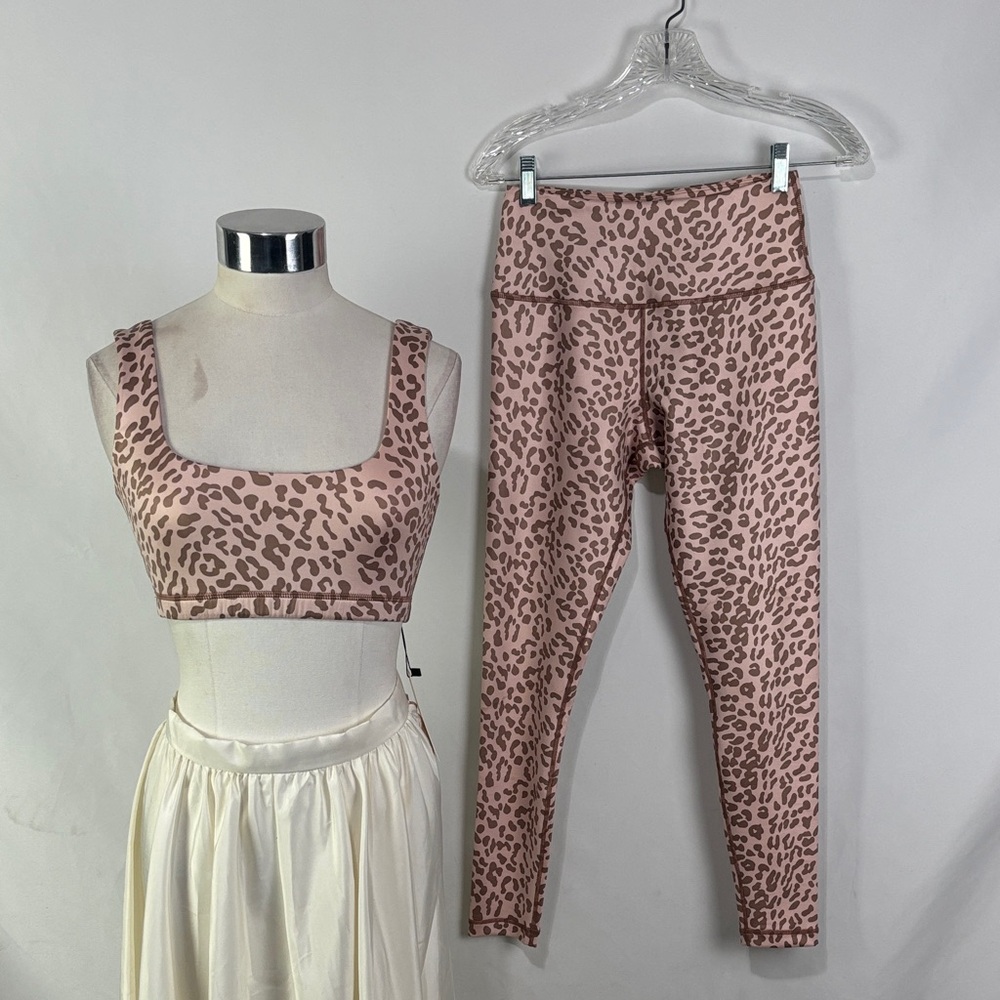 NWT Tan + Lines Blush Animal Print Bra and Leggings Set